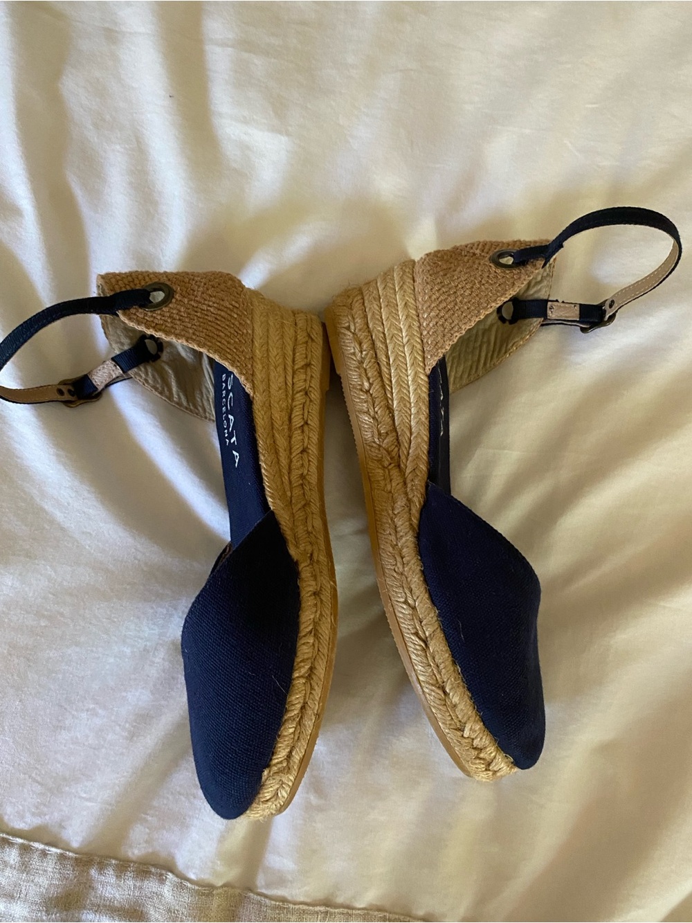 Viscata Barcelona Handmade Pubol Espadrille Wedge Sandals Ankle Strap Navy size8 - Picture 12 of 16